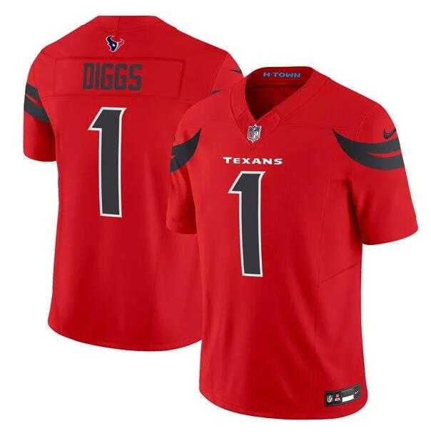 Men & Women & Youth Houston Texans #1 Stefon Diggs Red Red 2024 Alternate F.U.S.E Vapor Stitched Jersey